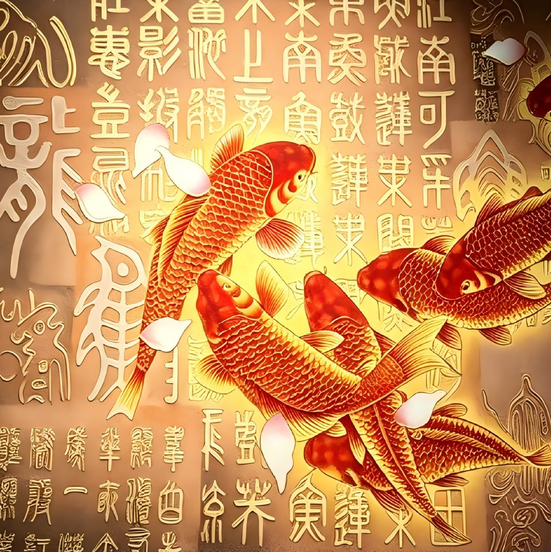 Nine Koi Fish - detail 2