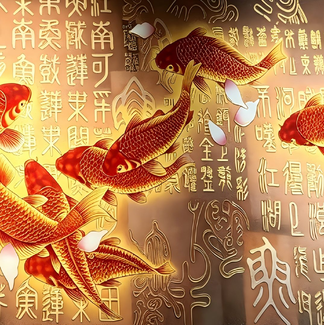 Nine Koi Fish - detail 3